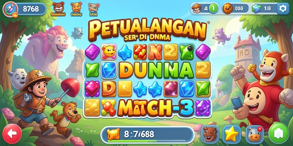 Tampilan gameplay seru dari game Match-3 8768.