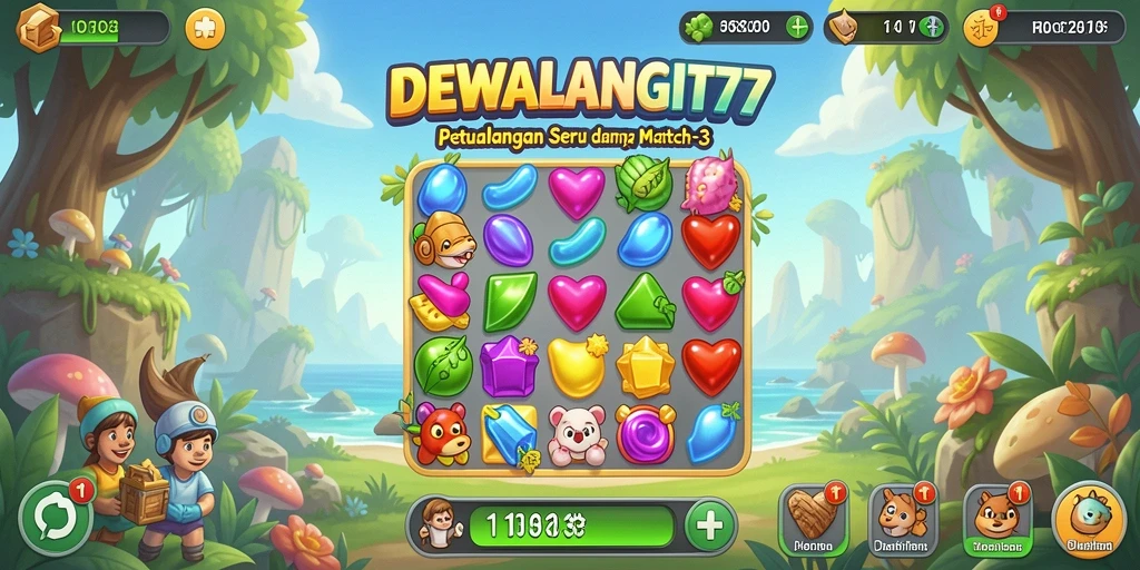 Gameplay seru DEWALANGIT77 dalam mencocokkan item berwarna.