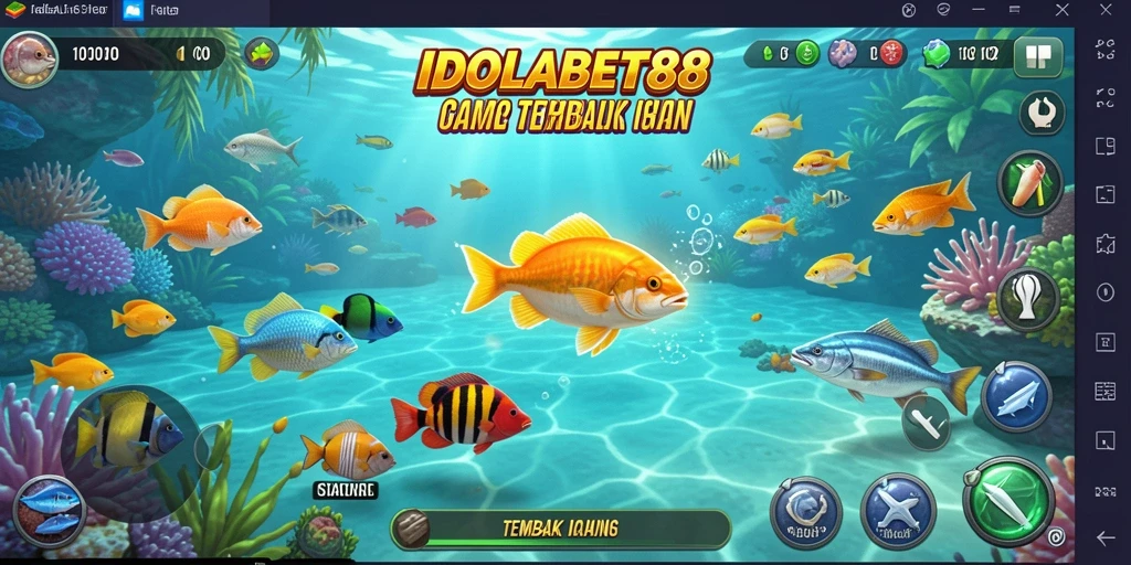 Tampilan gameplay menembak ikan yang seru dan penuh warna.