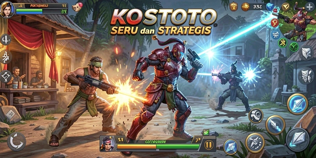 Gameplay KOSTOTO menampilkan pertarungan yang intens dan dinamis.