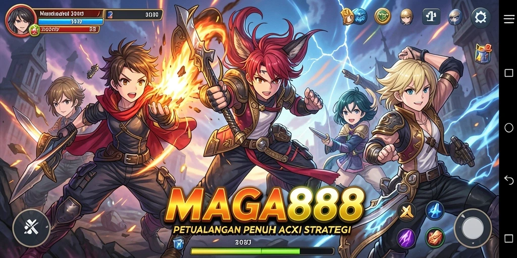 Tampilan menarik dari gameplay MAGA888 dengan karakter anime yang beraksi.