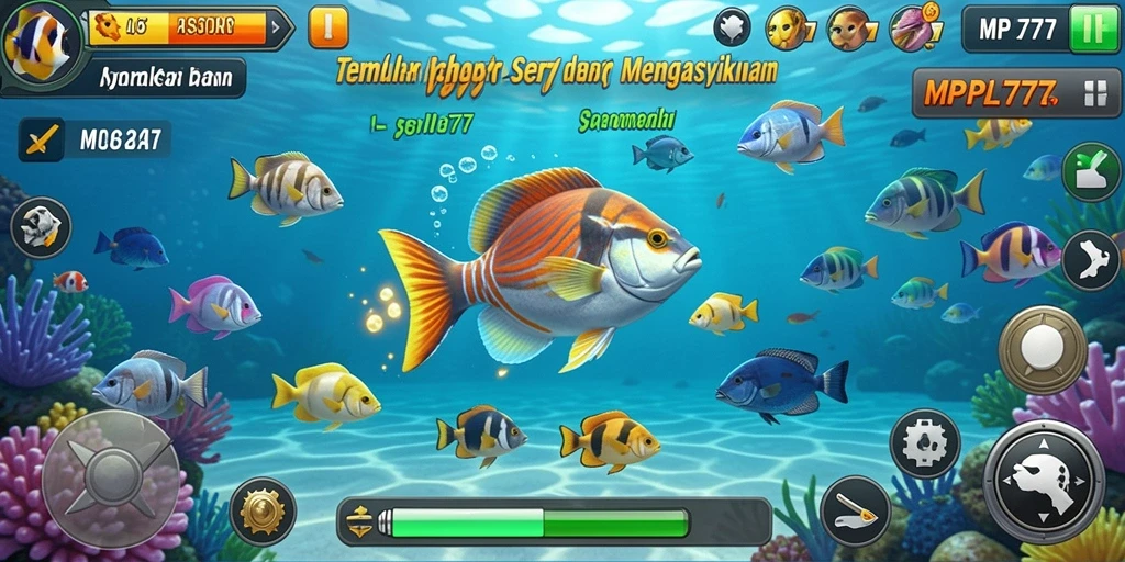 Screenshot MPL777 menampilkan aksi menembak ikan yang seru dan dinamis.