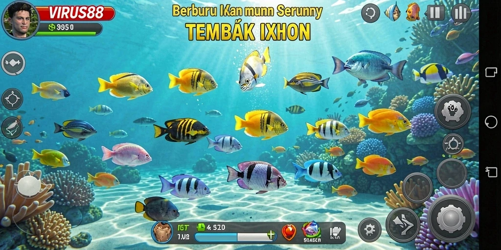 Screenshot menampilkan serunya gameplay Tembak Ikan.