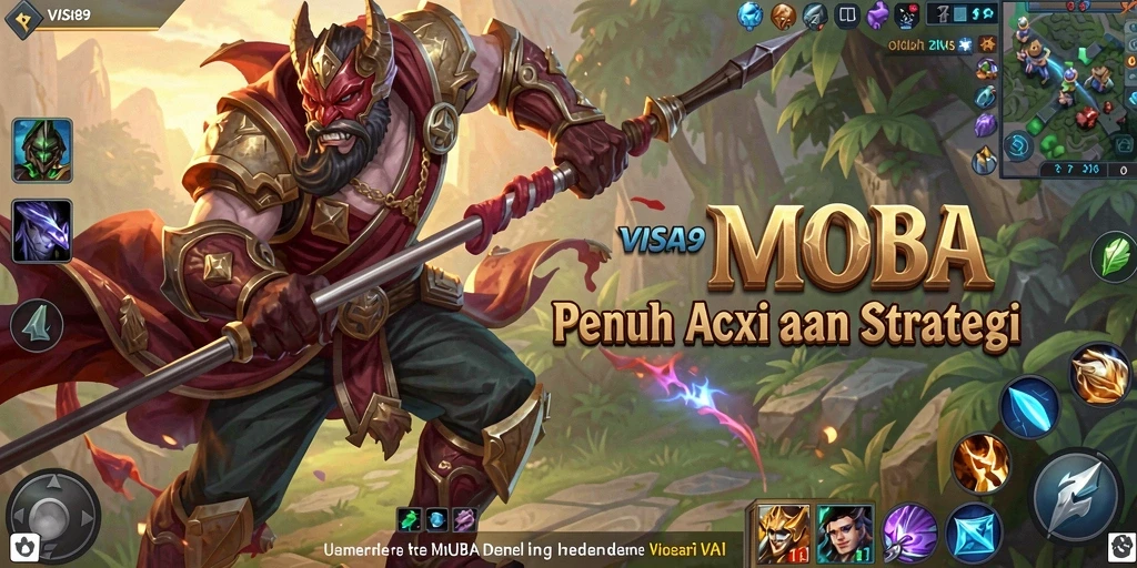 Tampilan gameplay seru dalam pertempuran MOBA
